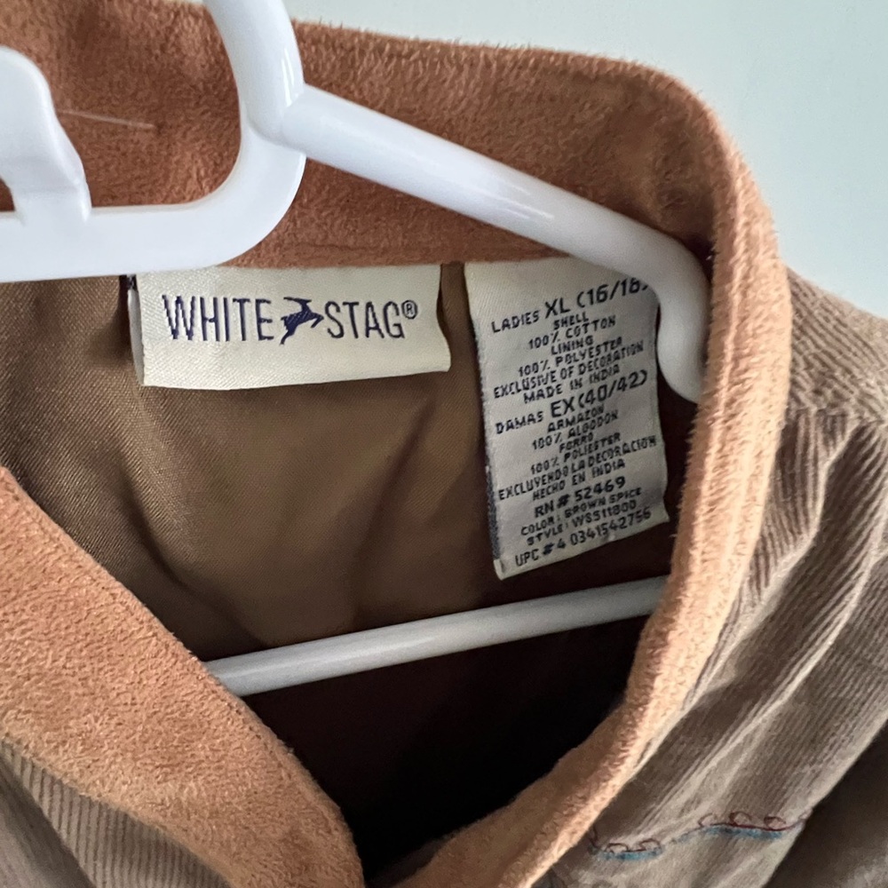 Vintage White Stag Embroidered Boho Artsy Jacket | Cottagecore XL - Picture 4 of 5